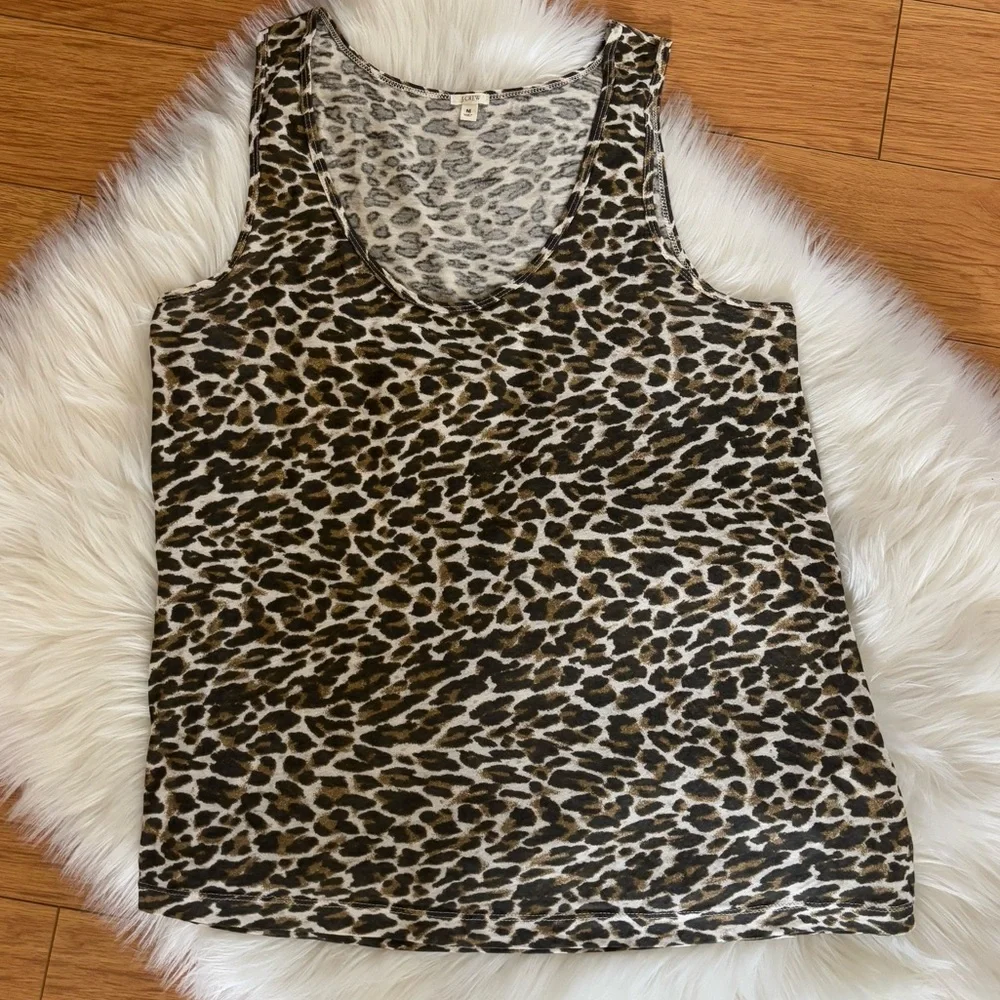 J. Crew Leopard Print Linen Blend Tank